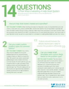 14 Questions To Ask When Evaluating A Help Desk System Hayes